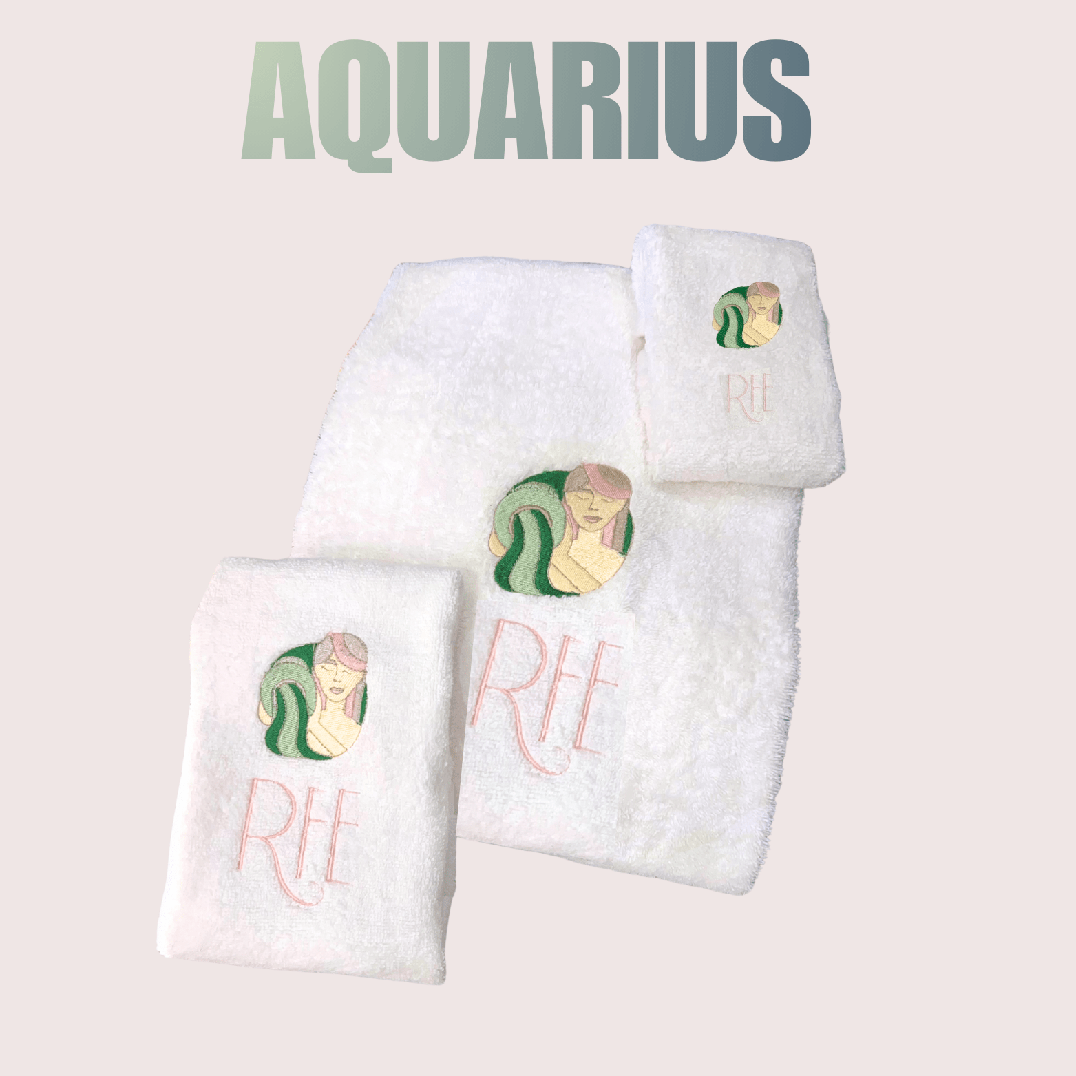 AQUARIUS Bath Towel with Monogram - 10 Bay