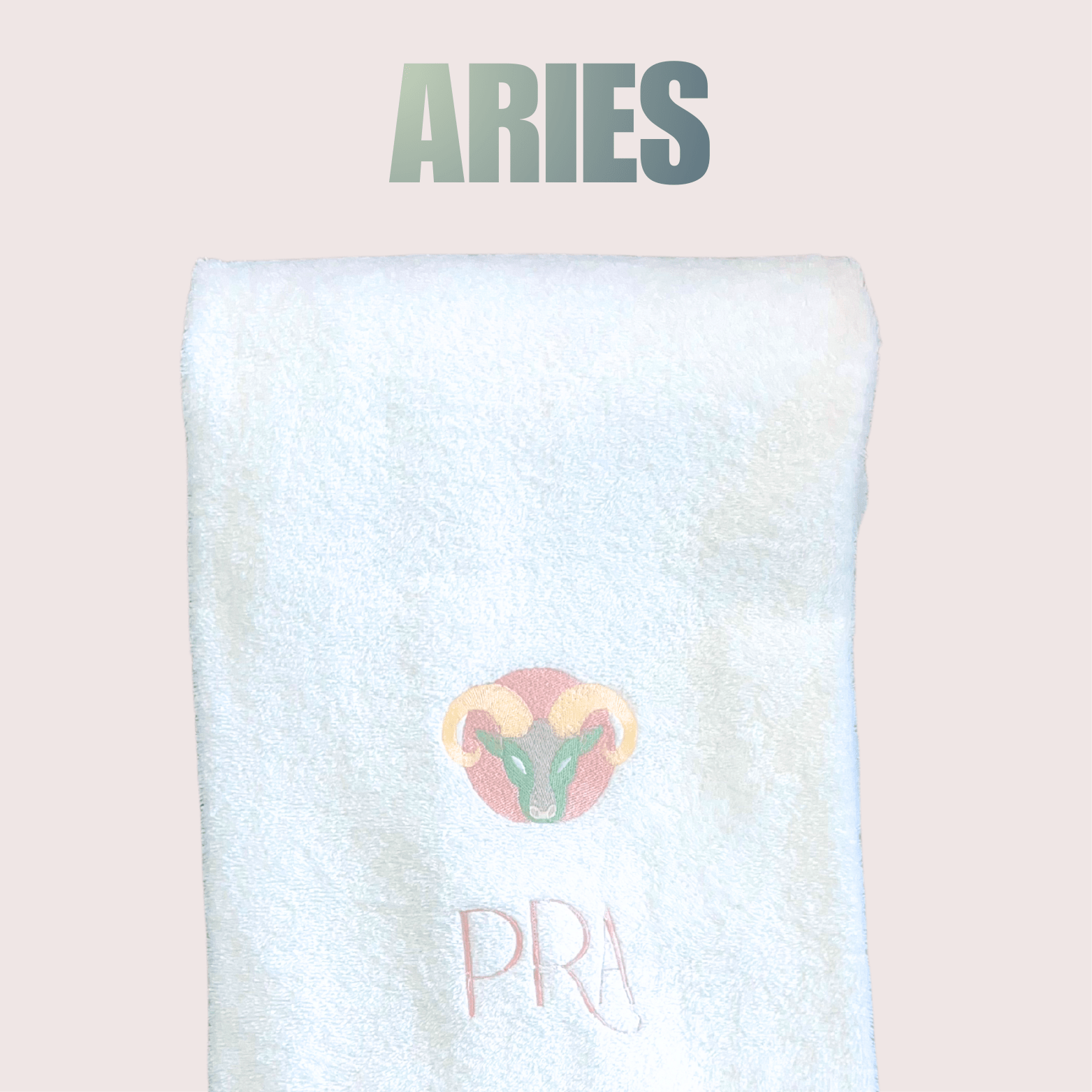 ARIES Bath Sheet with your Monogram | Art Deco Zodiac Gift - 10 Bay