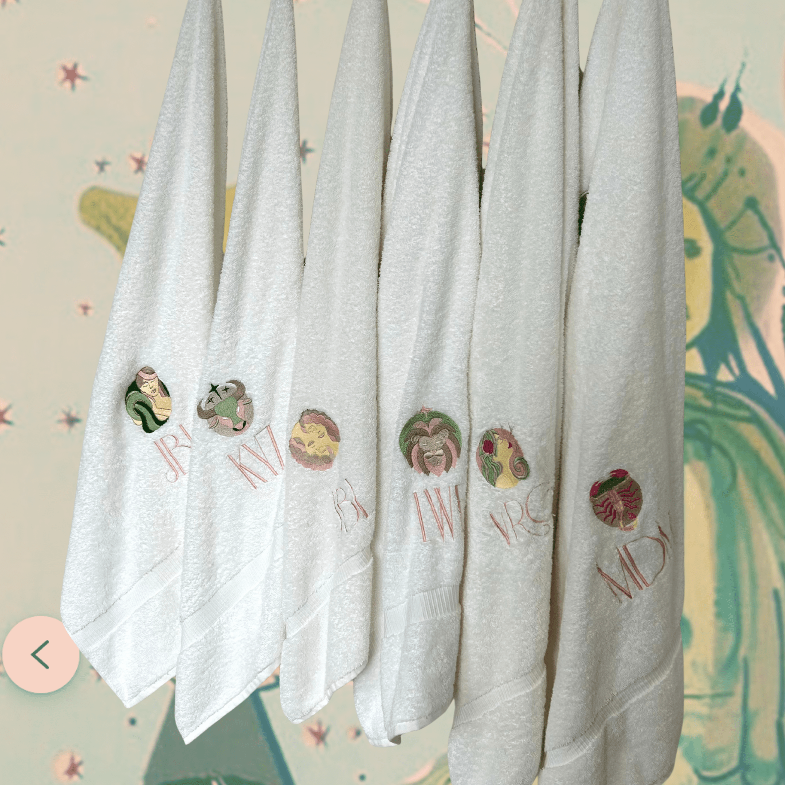 ARIES Bath Sheet with your Monogram | Art Deco Zodiac Gift - 10 Bay