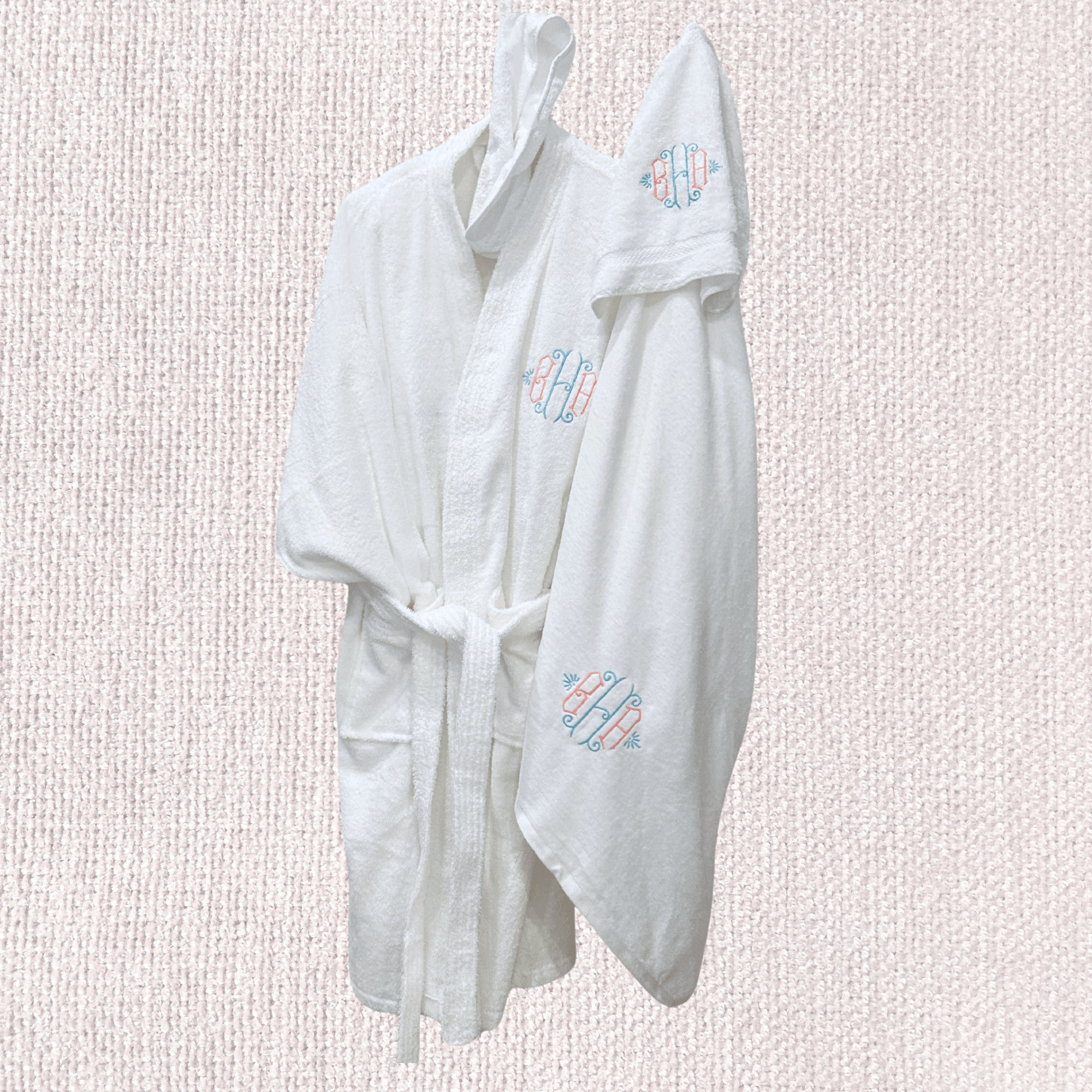 FEATURED SET Personalized Custom Robe, Towels and Headband with Hotel Style Monogram - 10 Bay