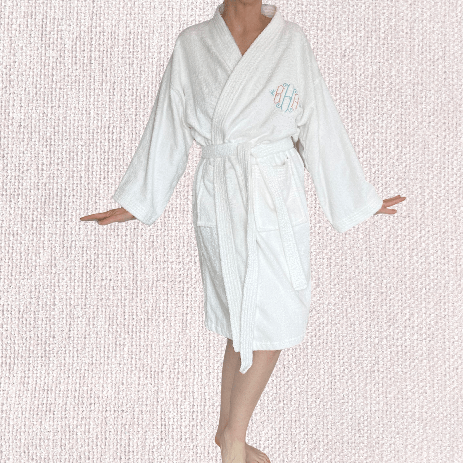 MONOGRAMMED SET: Robe, Towels, Headband in LOVE FONT Monogram - 10 Bay