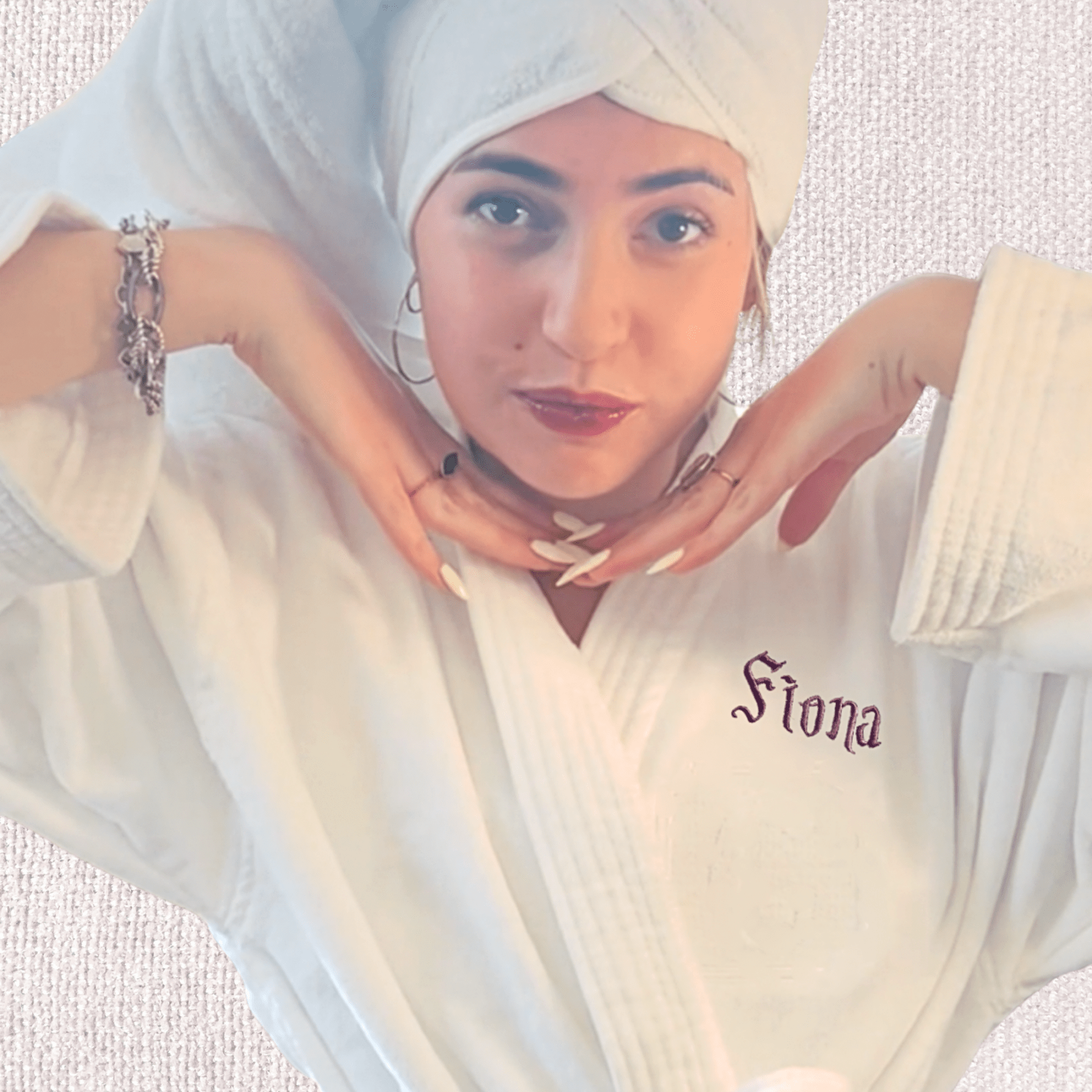 MONOGRAMMED SET: Robe, Towels, Headband in MAGIC FONT Monogram - 10 Bay