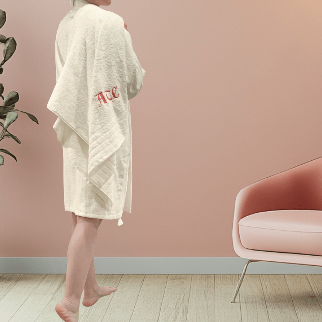 MONOGRAMMED SET: Robe, Towels, Headband with GOTHIC FONT Monogram - 10 Bay