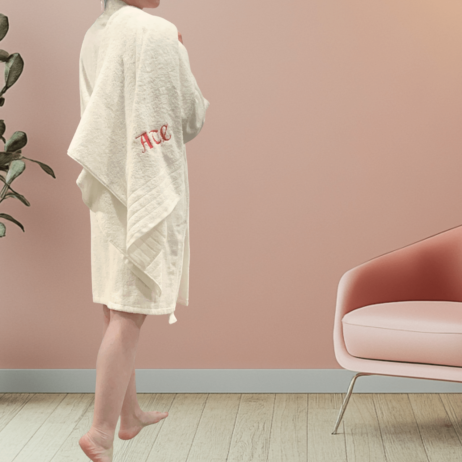 MONOGRAMMED SET: Robe, Towels, Headband with GOTHIC FONT Monogram - 10 Bay