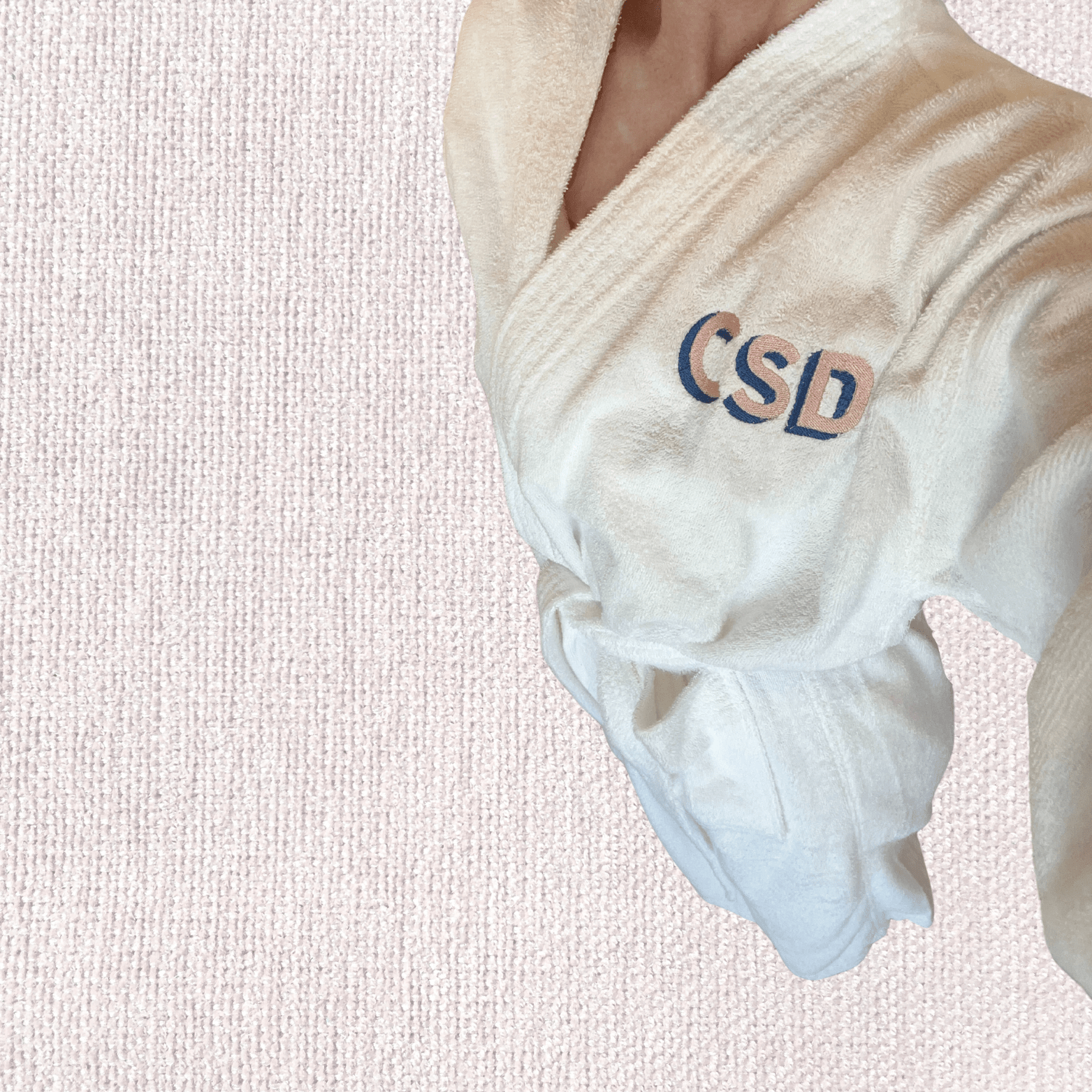 Monogrammed SET: Robe, Towels & Headband with Shadow Block Monogram - 10 Bay