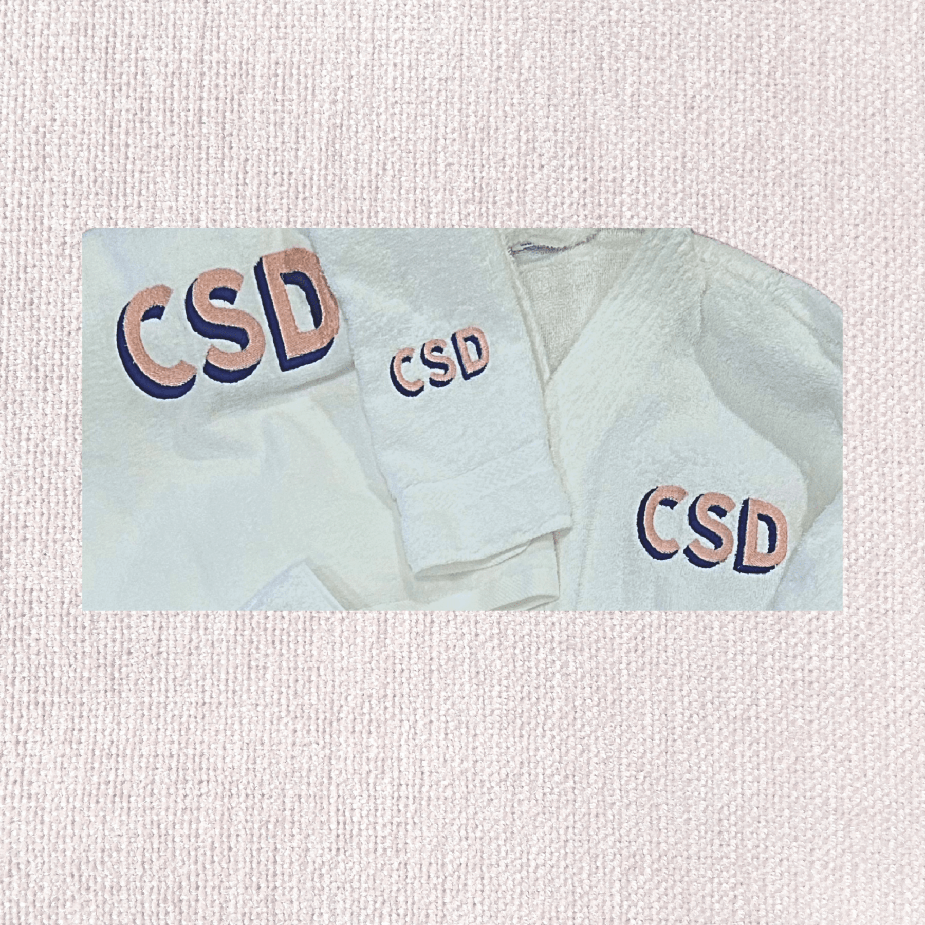 Monogrammed SET: Robe, Towels & Headband with Shadow Block Monogram - 10 Bay