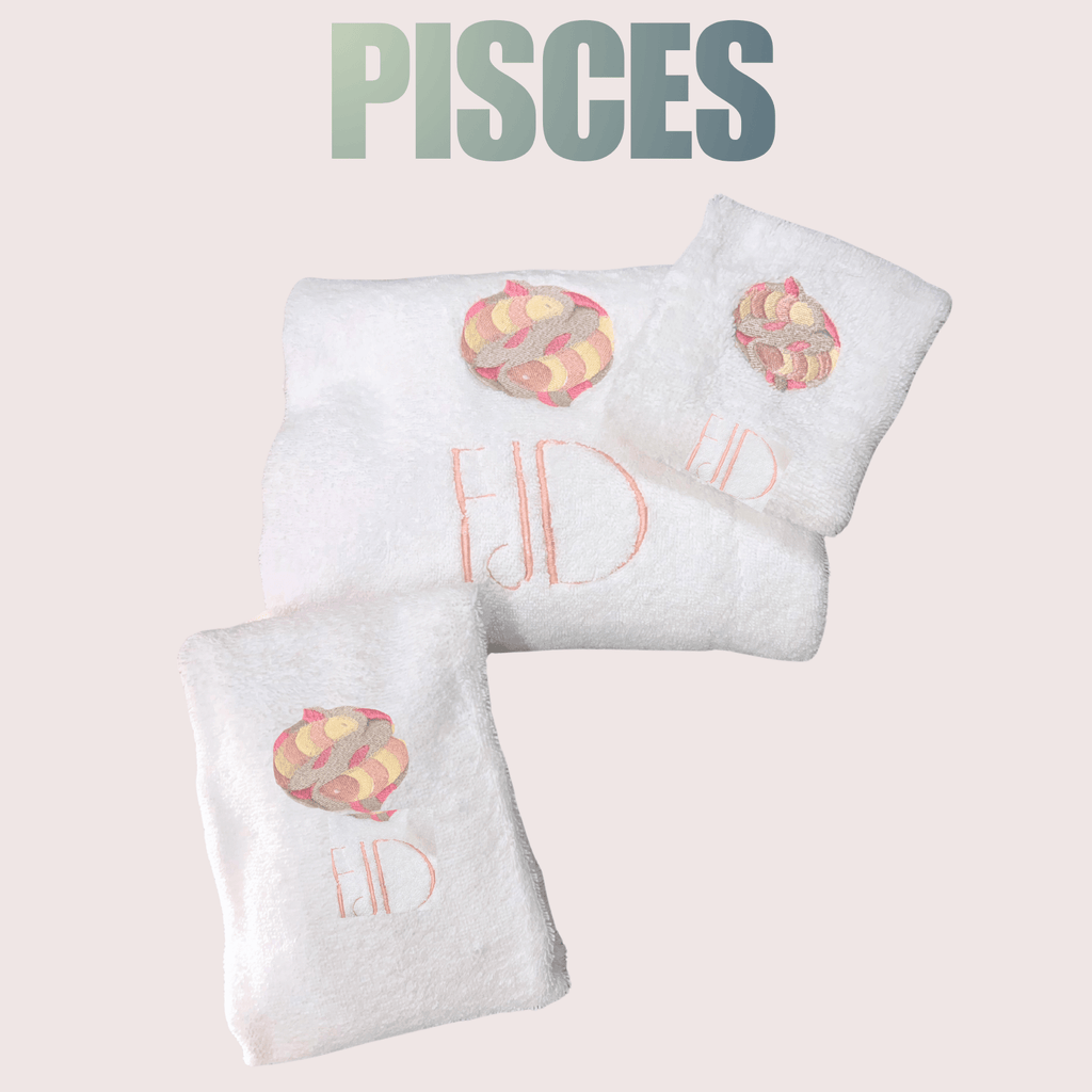 PISCES Bath Towel with Monogram - 10 Bay