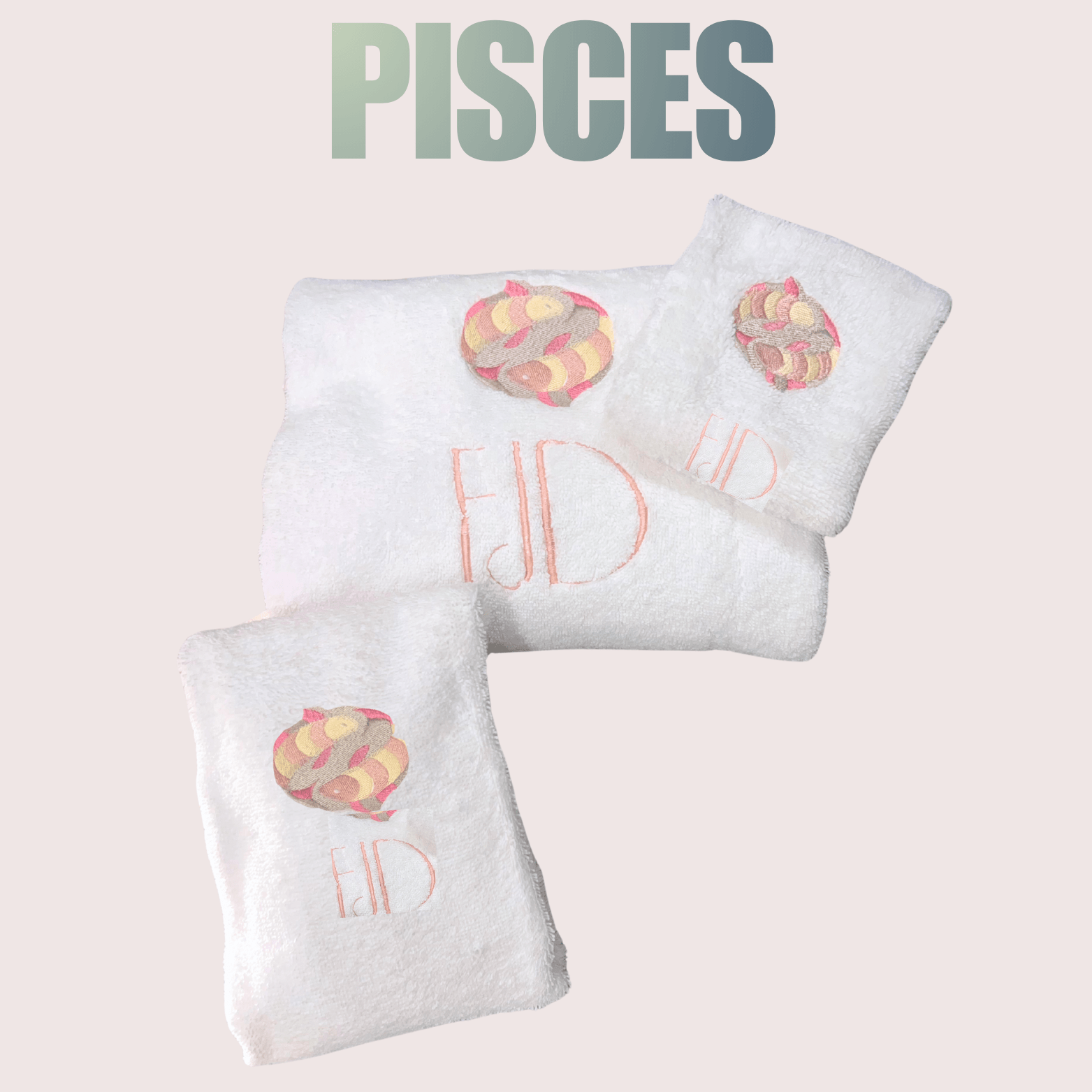 PISCES Bath Towel with Monogram - 10 Bay